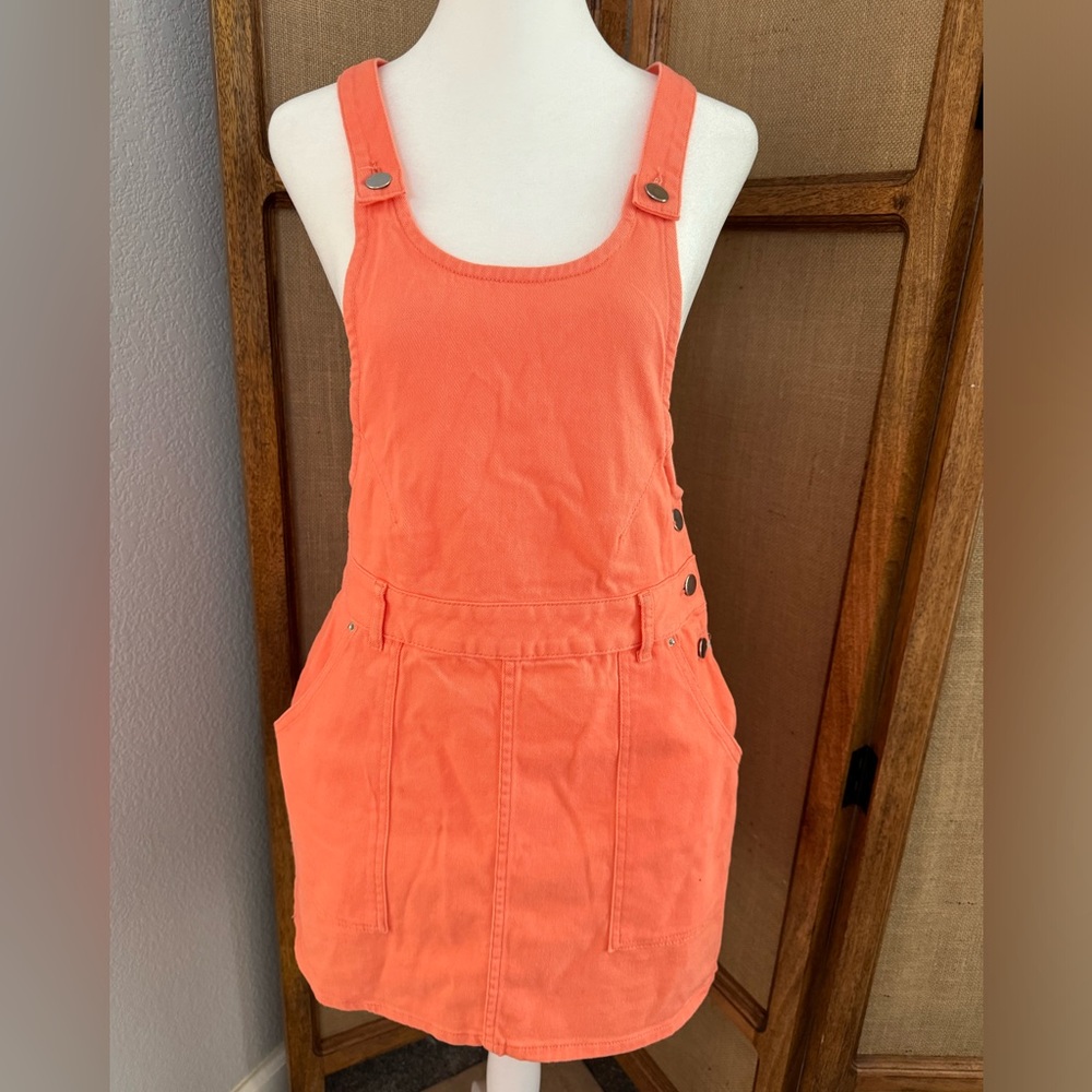 Urban outfitters orange denim overall skirt